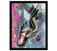 Batman Catwoman Around Comic Cover Framed Poster in Pale Pink Batman Pale Pink