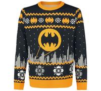 Batman Gotham Christmas jumper black grey yellow S