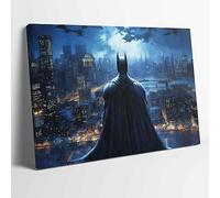 Batman Gotham City at Night Stretched Canvas Modern Wall Art Picture Print Movie Fans Home Office Hotel Decoration Multiple sizes Ready to Hang (24x16inch / 61x41cm)