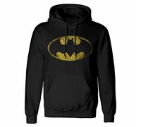 BATMAN Hoodie Distressed Logo with Hood DC Comics Black - M