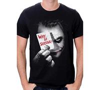 Batman Joker Why So Serious Men's Printed Crew Neck Short Sleeve T-Shirt, Black, L