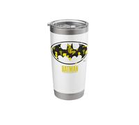 Batman Logo Batman Emblem Yellow Black Silhouette Graphic Stainless Steel Insulated Tumbler