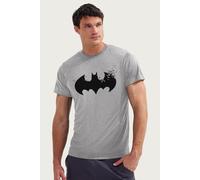 Batman Men's Black Bat Symbol Silhouette T-Shirt in Mid Grey | Size: Medium Batman Mid Grey M