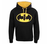 Batman Men's Contrast Logo Hoodie in Black | Size: Large Batman Black L