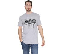 Batman Men's Graffiti Logo T-Shirt Grey | Size: Medium Batman Grey M