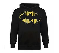 Batman Mens Painted Effect Logo Hoodie - Black/Yellow - Black/Yellow - XXL