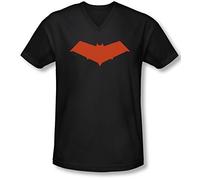 Batman - Mens Red Hood V-Neck T-Shirt, Medium, Black