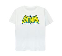 (L, White) Batman Mens Retro Logo Cotton T-Shirt