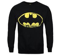 Batman Official Mens Distressed Logo SweatshirtS Black NS4940