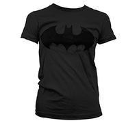 BATMAN Officially Licensed Inked Logo Women T-Shirt (Black), Medium