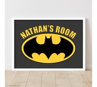 Batman Print - Batman Logo Personalised Name Poster DC Superhero Wall Art (42cm x 59.4cm - A2)