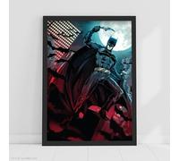 Batman Print - Batman Under Moon Poster DC Superhero Wall Art (21cm x 29.7cm - A4)