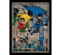 DC Comics Batman 30x40 cm Comic Montage Framed Print (FP11321P-PL) - Black Frame with Plexiglas, Ready to Hang, Officially Licensed