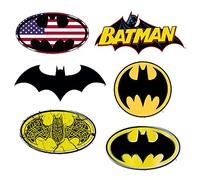 Batman Shield Sticker Pack- Logo Die Cut Vinyl Large Deluxe Stickers Variety Pack - Laptop, Water Bottle, Scrapbooking, Tablet, Skateboard, Indoor/Outdoor - Set of 6