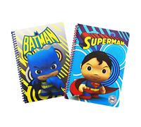 Batman & Superman Spiral Bound Notebooks Set of 2 Books - 4mm Graph Paper - 120 Pages - Notebook Size 25 x 18cm.