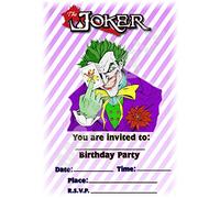 Batman The Joker Birthday Party Invites - Striped Portrait Design - Party decorations / Accessories (Pack of 12 Invitations) (WITH Envelopes)