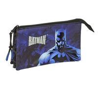 BATMAN - Triple Pencil Case, Children's Pencil Case, Ideal for School-Aged Children, Comfortable and Versatile, Quality and Resistance, 22 x 3 x 12 cm