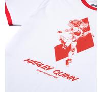 Batman Villains Harley Quinn Unisex Ringer T-Shirt - White / Red - S