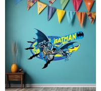 Batman™ Wall Sticker - Blue and Yellow Graphic Wall Decal DC Superhero Art (60cm Width x 40cm Height)
