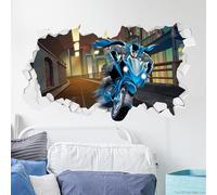 Batman™ Wall Sticker - Riding Bat Bike Broken Wall Decal DC Superhero Art (60cm Width x 35cm Height)