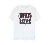 Batman Women's Mad Love The Joker & Harley Quinn Cotton Boyfriend T-Shirt in White | Size: 4XL Batman White 4XL