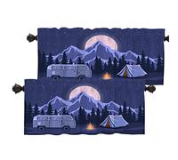 Batmerry Adventure Camping Kitchen Valances Half Window Curtain, Rv and Camping Camper Van Kitchen Tiers for Windows Bedroom Heat Insulated Drapes for Home Decor Reducing The Light,Set of 2