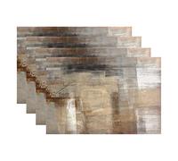 Batmerry Brown Abstract Art Placemats,Beige Painting Washable Linen Table Mats for Kitchen Table Double Insulation Decor Dining Set Indoor Outdoor 12X18 in Set of 4
