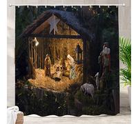Batmerry Christmas Decorative Virgin Mary with Angels Baby Shower Curtain - Cute Long Wide Shower Curtain with Rust Proof Grommets for Bathroom Farmhouse Waterproof Washable