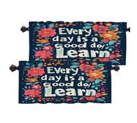 Batmerry Embrace Daily Knowledge Seek Wisdom Thermal Insulated Valances For Windows,Learning Journey Discover Kitchen Curtains Blackout Short Valance For Bathroom, 2 Pack 52X16 Inches