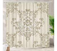Batmerry Floral Antique Modern Shower Curtain,Silver Rococo Damask Floral Pattern Victorian Antique Baroque Shower Curtain,Waterproof Fabric Shower Curtains for Bathroom with 72x72 inches.