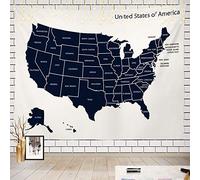 Batmerry Map USA America Tapestry, USA Map United States of America Travel Picnic Mat Beach Towel Wall Art Decoration for Bedroom Living Room Dorm, 51.2 x 59.1 Inches, Blue 4