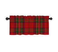 Batmerry Red Checkered Valance Curtains, Clan Stewart Scottish Royal Red Tartan Plaid Window Treatment Kitchen Valances Multilayer Polyester Blackout for Living Room/Bathroom, 52x18 inches