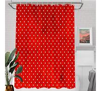 Batmerry Red Polka Dot Decor Shower Curtain,Blue Grungy Spot White Vintage Fabric Circle Bathroom Decor Polyester Fiber Plastic Rings Quick-Drying Waterproof for Bathtubs/Bathroom, 72x60 inches