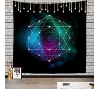 Batmerry Sacred Geometry Tapestry, Metatrons Cube Sacred Geometry Hippie Trippy Tapestry Wall Art Meditation Decor for Bedroom Living Room Dorm, 59.1 x 59.1 Inches, Black White
