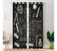 Batmerry Science Experiments Laboratory Equipment Bedroom Blackout Curtains, Chemical Symbols Physics Concepts Grommet Long Drapes Thermal Insulated Curtains, Set of 2 Panels, 52x84 inches
