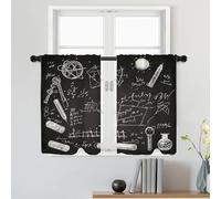 Batmerry Science Experiments Laboratory Equipment Tier Curtains, Chemical Symbols Physics Concepts Cafe Curtain Short Kitchen Drapes Small Valance For Bathroom, 2 Pack 36X26 Inches