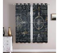Batmerry Scientific Formulas Vintage Drawings Bedroom Blackout Curtains, Physics Concepts Hand Drawn Diagrams Grommet Long Drapes Thermal Insulated Curtains, Set of 2 Panels, 52x63 inches
