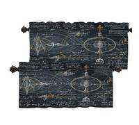 Batmerry Scientific Formulas Vintage Drawings Thermal Insulated Valances For Windows,Physics Concepts Hand Drawn Diagrams Kitchen Curtains Blackout Short Valance For Bathroom, 2 Pack 52X18 Inches