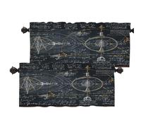 Batmerry Scientific Formulas Vintage Drawings Thermal Insulated Valances For Windows,Physics Concepts Hand Drawn Diagrams Kitchen Curtains Blackout Short Valance For Bathroom, 2 Pack 52X16 Inches