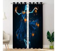 Batmerry Skeleton Dancer Bedroom Blackout Curtains, Burning Castanets Ember Dress Grommet Long Drapes Thermal Insulated Curtains, Set of 2 Panels, 52x84 inches