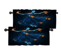 Batmerry Skeleton Dancer Thermal Insulated Valances For Windows,Burning Castanets Ember Dress Kitchen Curtains And Valances Set Blackout Short Valance For Bathroom, 2 Pack 52X16 Inches