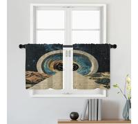 Batmerry Space Time Stargate Clock Tunnel Tier Curtains, Time Tunnel Space Journey Cafe Curtain Short Kitchen Drapes Small Valance For Bathroom, 2 Pack 26X24 Inches