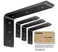 BATODA 10” Countertop Support Brackets (2 pcs) for Granite - Heavy Duty L Shelf Bracket - Wall Mounted Support for DIY Open Shelving - Blind Shelf Support - Shelving Mounting (10 Inch Pack 4)