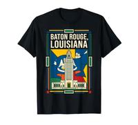 Baton Rouge Louisiana Flag State Capitol Travel Art T-Shirt