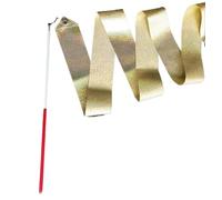 Baton Twirling,Dance Ribbons,2M/4M Gold/Silver 1Pcs Gymnastics Ribbon, Gymnastics Ribbon Colorful Ribbon Wand Dance Ribbon for Fits Artistic Dancing Gymnastics(Gold,4m)