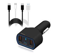 BatPower High Power Delivery 120W USB C Laptop Car Charger Compatible with New Surface Book 3 2 Laptop 4 3 Pro X 7 USB-C HP Razer Dell notebook vehicle charger DC 12v-24v auto power supply Dual USB QC