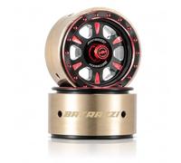 BATRAZZI 1.0” Rogue Beadlock Wheels for 1/18 1/24 RC Crawler Upgrade, Compatible with Axial SCX24, TRX4M, FMS FCX24 FCX18 (2pcs) Red with Black Hubcaps