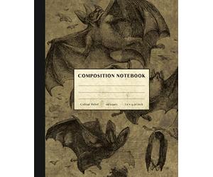 Bats Composition Notebook: Vintage Style College Ruled Paper Notebook for Home School College or Work. Gift for Students & Teachers