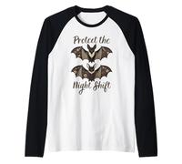 Bats Halloween Protect The Night Nocturnal Shift Cottagecore Raglan Baseball Tee