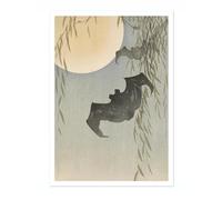 Bats In Moonlight Ohara Koson Poster, Japanese Woodblock Ukiyo-E Print, Vintage Nature Art Picture Animal Painting Wall Art Exhibition, Japan Artwork Home Decor, A3 (Print Only) - 42x29.7cm